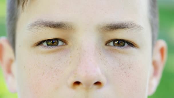 Eyes close up of a young boy — Stock Video