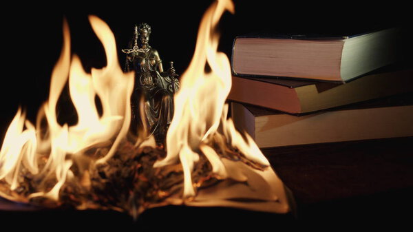 The book burns with a bright flame