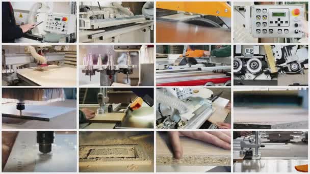Collage på temat produktion av möbler — Stockvideo
