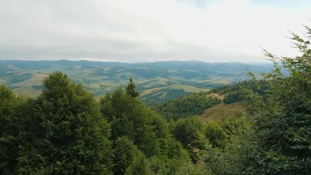 Vista aérea Cárpatos paisaje de montaña — Vídeos de Stock