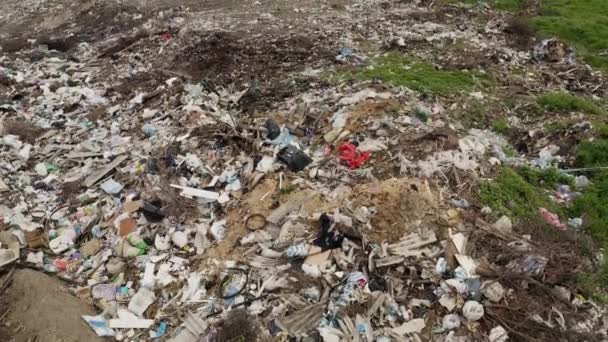 Vertedero de basura, contaminación del suelo, vista aérea — Vídeos de Stock