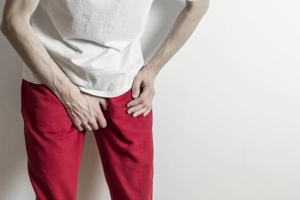 Prostatitis Man Clings Sore Penis Bladder Cancer Premature Ejaculation — Stock Photo, Image