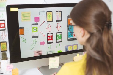 UX grafik tasarımcı cep telefonu web uygulamaları geliştirir. Kullanıcı deneyimi. 