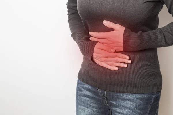 Hasmenés Hasi Fájdalom Egy Menstruáció Szenved Székrekedés — Stock Fotó