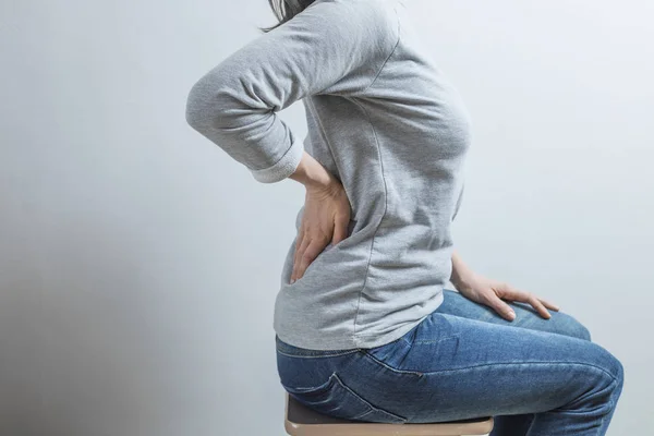 Pain Kidneys Women Holding Hands Backs — Stock Photo, Image