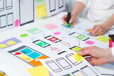 Yenilikçi mobil uygulama ve mahsul üzerinde çalışan meslektaşlar