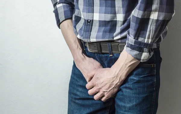 Uomo Con Infiammazione Della Prostata Colpo Raccolto — Foto Stock