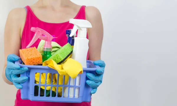 Partial Image Woman Cleaning Liquids — Stock Photo, Image