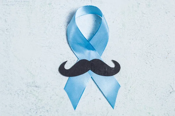 Blue Ribbon With A Mustache Symbol Of Prostate Cancer Icon Care Stock Photo 228819256