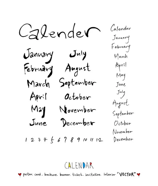 Calendario Dibujado Mano Vector — Vector de stock