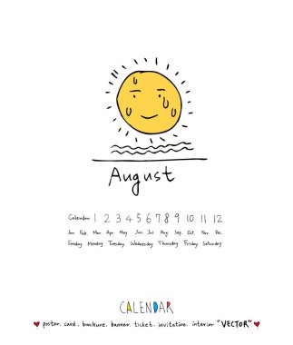 Elle çizilmiş kroki takvim - vektör