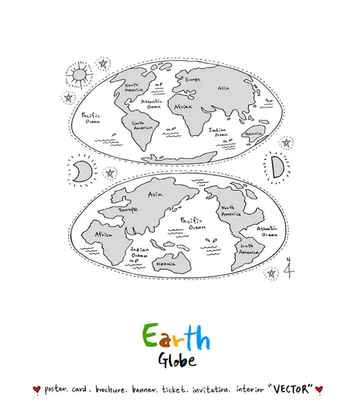Handgezeichnete Skizze Globus Vektor — Stockvektor
