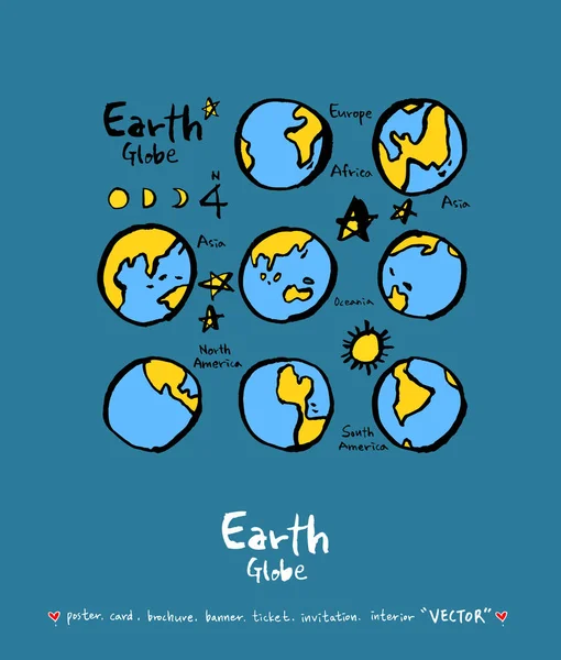 Esboço Desenhado Mão Globo Vector — Vetor de Stock