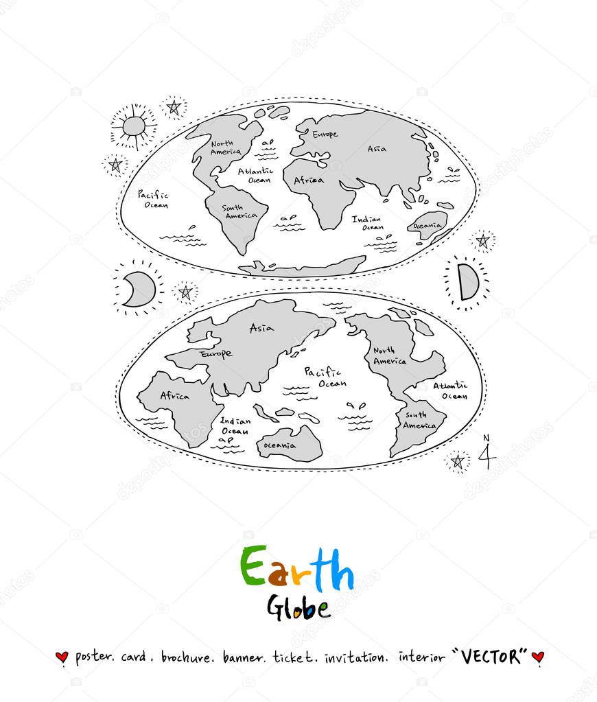 Hand drawn sketch globe - Vector