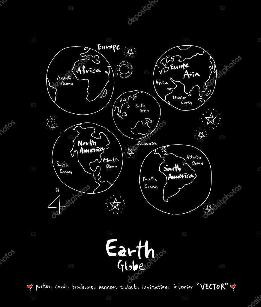 Hand drawn sketch globe - Vector