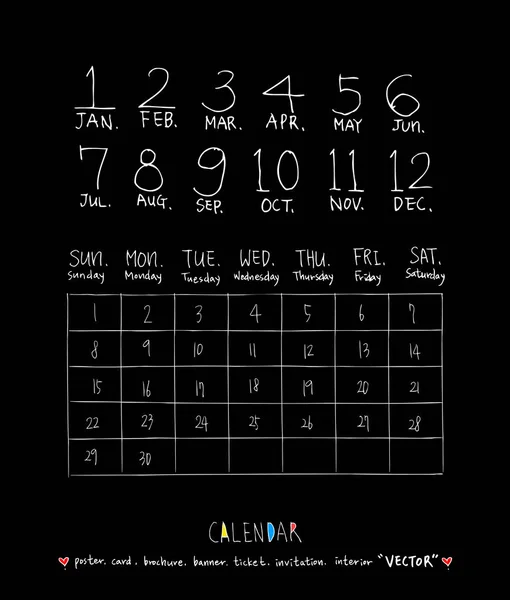 Calendario Dibujado Mano Vector — Archivo Imágenes Vectoriales