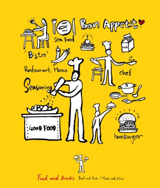 Restoran poster / yarım yamalak gıda menü resimleri - vektör