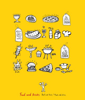 Restoran poster / yarım yamalak gıda menü resimleri - vektör