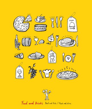 Restoran poster / yarım yamalak gıda menü resimleri - vektör