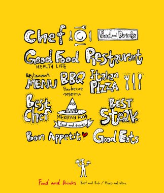 Restoran poster / yarım yamalak gıda menü resimleri - vektör