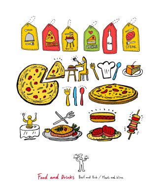 Restoran poster / yarım yamalak gıda menü resimleri - vektör