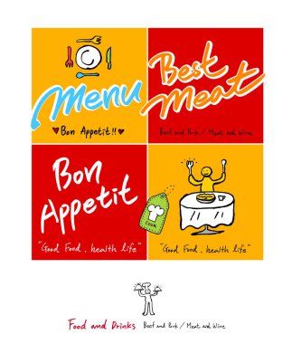 Restoran poster / yarım yamalak gıda menü resimleri - vektör