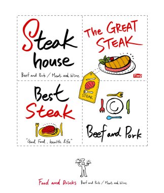 Restoran poster / yarım yamalak gıda menü resimleri - vektör