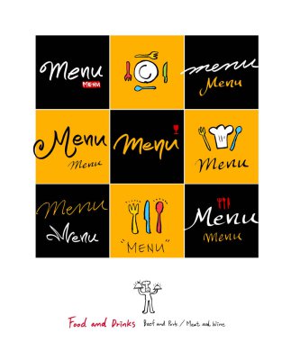 Restoran poster / yarım yamalak gıda menü resimleri - vektör