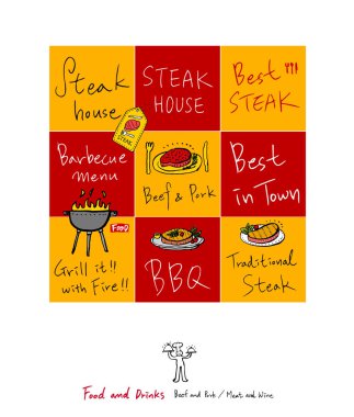 Restoran poster / yarım yamalak gıda menü resimleri - vektör