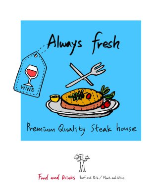 Restoran poster / yarım yamalak gıda menü resimleri - vektör