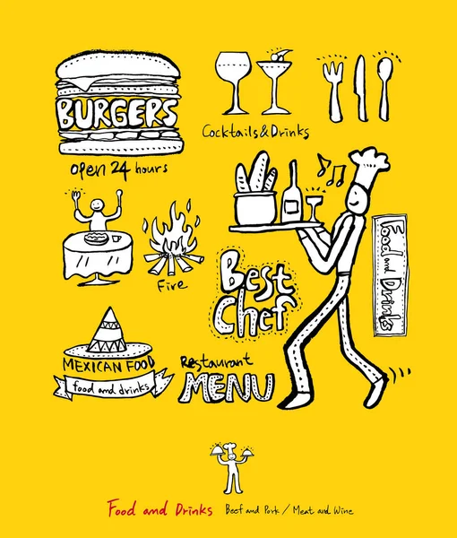 Restoran poster / yarım yamalak gıda menü resimleri - vektör