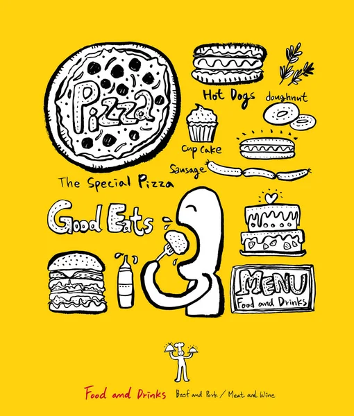 Restoran poster / yarım yamalak gıda menü resimleri - vektör