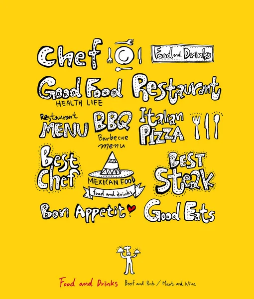 Restoran poster / yarım yamalak gıda menü resimleri - vektör