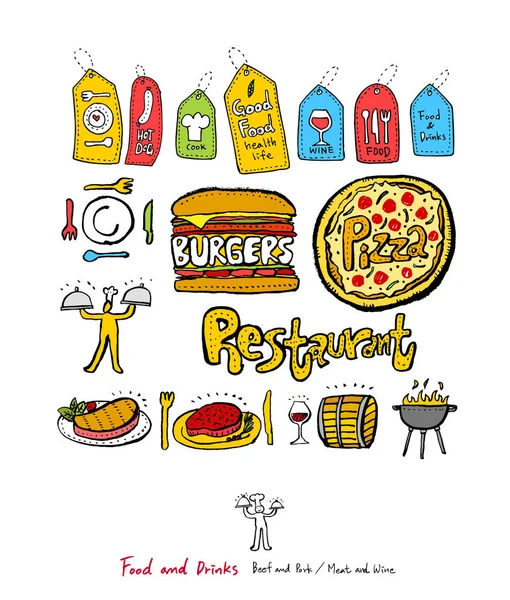 Restoran poster / yarım yamalak gıda menü resimleri - vektör