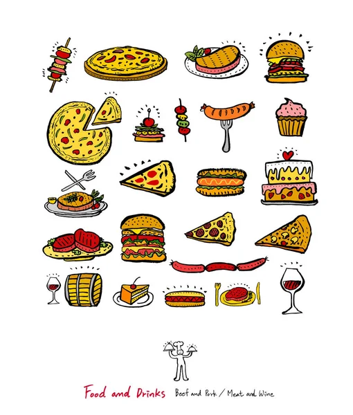 Restoran poster / yarım yamalak gıda menü resimleri - vektör