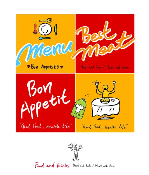 Restoran poster / yarım yamalak gıda menü resimleri - vektör