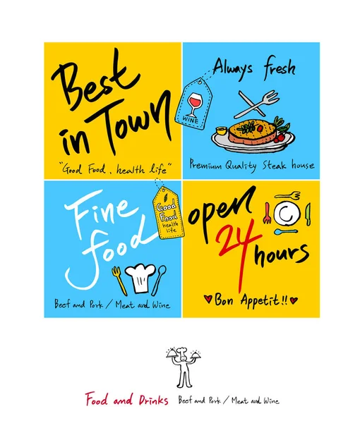 Restoran poster / yarım yamalak gıda menü resimleri - vektör