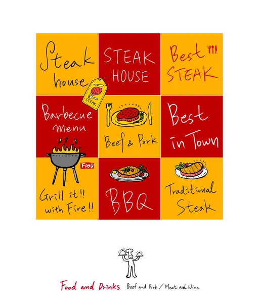 Restoran poster / yarım yamalak gıda menü resimleri - vektör