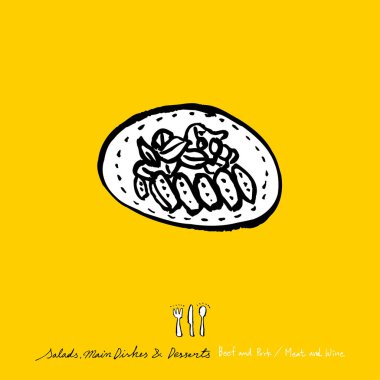 Restoran poster / yarım yamalak gıda menü resimleri - vektör