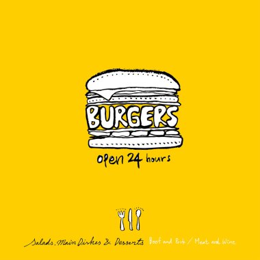 Restoran poster / yarım yamalak gıda menü resimleri - vektör