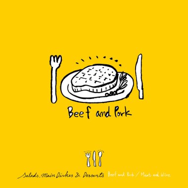 Restoran poster / yarım yamalak gıda menü resimleri - vektör