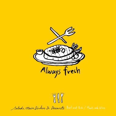 Restoran poster / yarım yamalak gıda menü resimleri - vektör