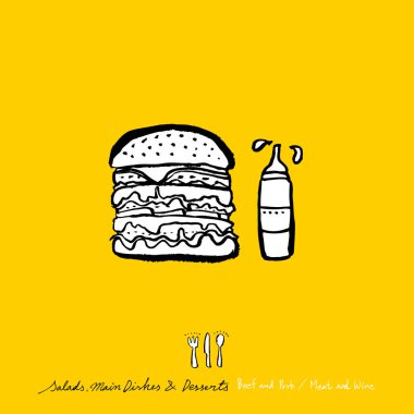 Restoran poster / yarım yamalak gıda menü resimleri - vektör