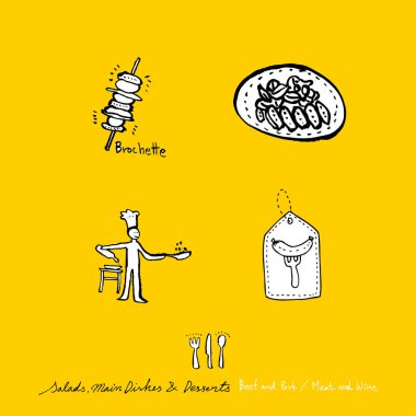 Restoran poster / yarım yamalak gıda menü resimleri - vektör