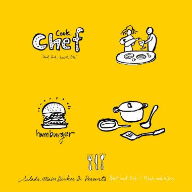 Restoran poster / yarım yamalak gıda menü resimleri - vektör