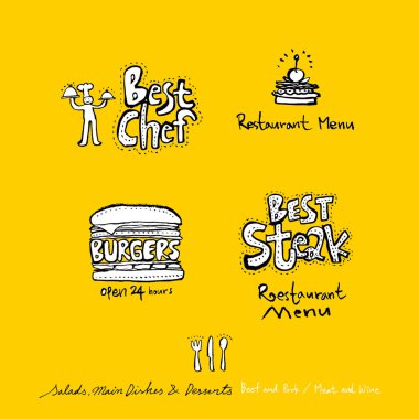 Restoran poster / yarım yamalak gıda menü resimleri - vektör