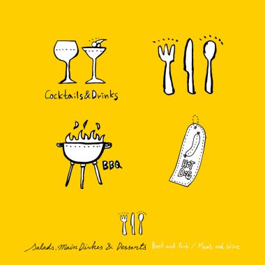 Restoran poster / yarım yamalak gıda menü resimleri - vektör