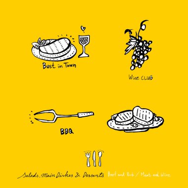 Restoran poster / yarım yamalak gıda menü resimleri - vektör