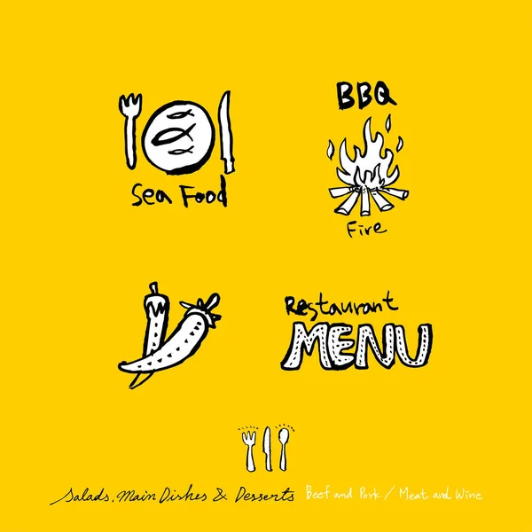 Restoran poster / yarım yamalak gıda menü resimleri - vektör