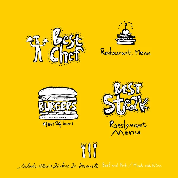 Restoran poster / yarım yamalak gıda menü resimleri - vektör